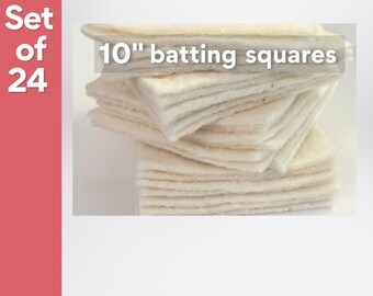 10-inch Batting Squares: Warm 100 Cotton Scrim, Set of 24