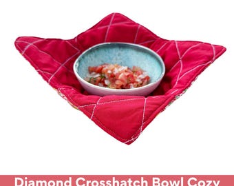 Microwave Bowl Cozy In the Hoop Machine Embroidery Design – Diamond Crosshatch Stitch Pattern