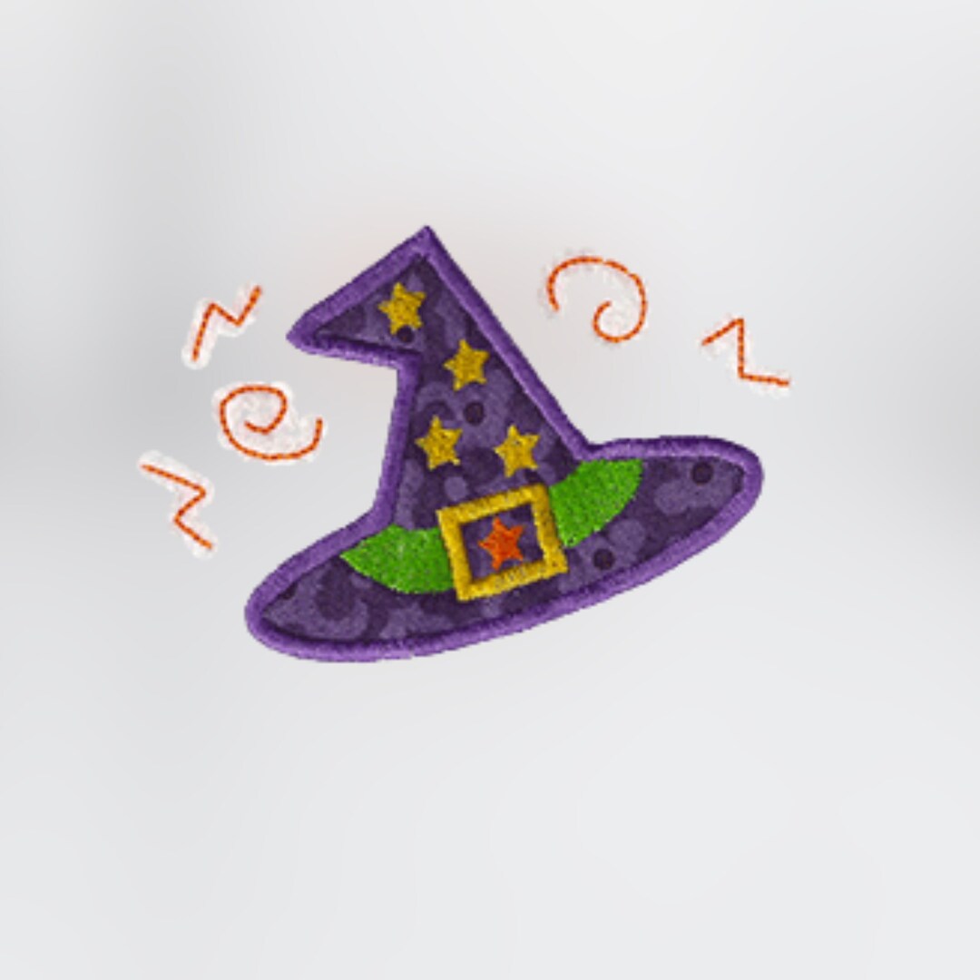 Witch Hat Applique Embroidery Design for Halloween That Fits in a 4x4 ...