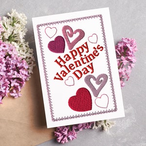 Motif de broderie de carte de Saint-Valentin, motif de broderie ITH, cadeau de bricolage pour la Saint-Valentin, fichier de broderie de carte de voeux, dans le fichier de carte cerceau