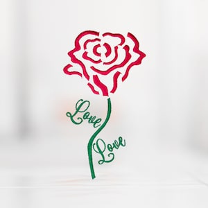 Rose embroidery design for weddings, Love embroidery pattern, single rose embroidery file, flower embroidery, anniversary design