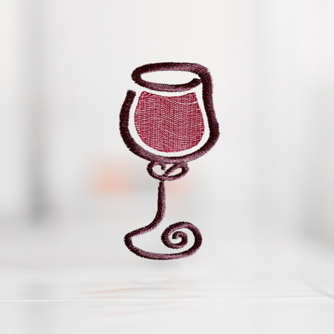 Wine Glass Embroidery Design Diy Gift for Wine Lover Etsy