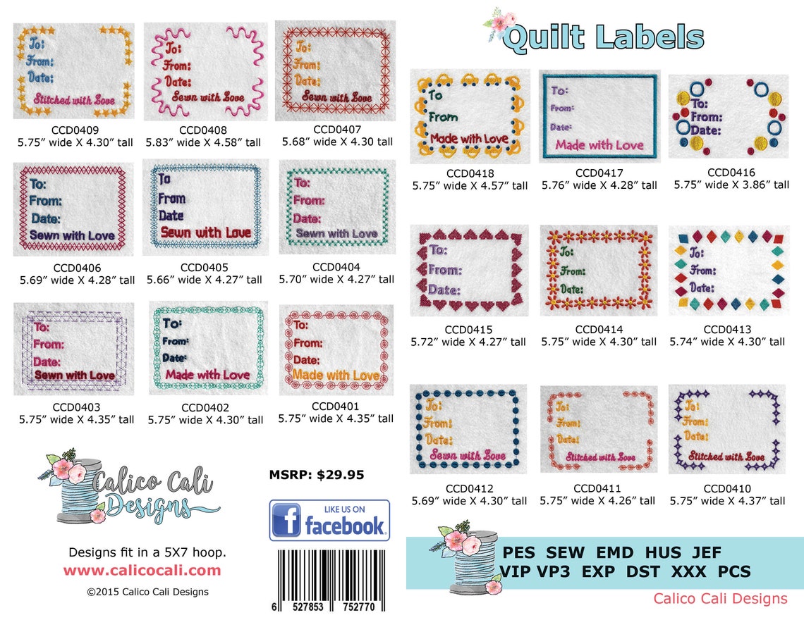 Quilt Label Embroidery Designs 18 diy quilt labels Etsy
