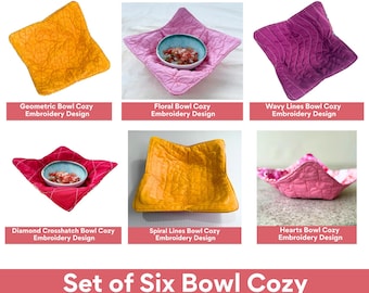 Set of 6 Bowl Cozy Embroidery Designs – In the Hoop Patterns (Digital Download)
