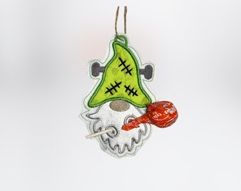 Frankenstein Gnome ITH Embroidery Design, Halloween Candy Holder (5x7) (PDF Tutorial)