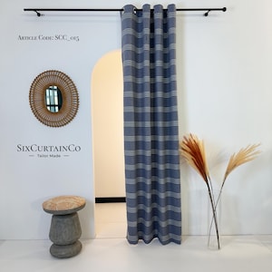 Modern Blue and White Striped Curtains, Coastal-Inspired Striped Curtains, Nautical Stripe Cotton Blend Curtains