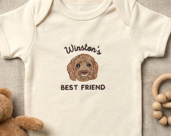 Personalisierter Hunde Portrait Baby Strampelanzug - Personalisiertes Haustier Outfit für Geschwister