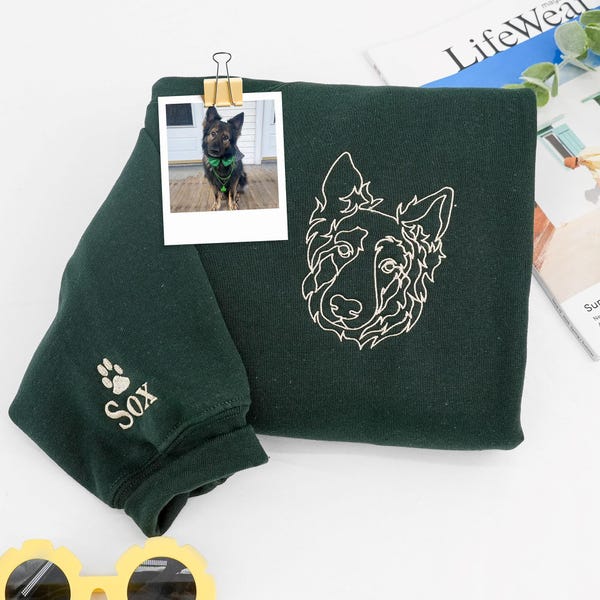 Sudadera bordada con foto de mascota - Sudadera con retrato de mascota personalizado - Regalo para papá - Regalo conmemorativo para su esposo