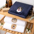 Custom Hand Towels With Embroidered Pet Portrait - Personalized Beach Towels For Dog Mom Dog Dad - Couple Towel Gifts - Pet Lover Gift