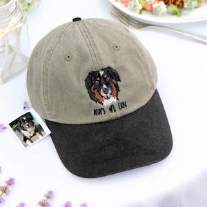 Embroidered Dog Dad Hat - Custom Pet Portrait Baseball Cap - Personalized Hat With Your Dog Photo and Name - Dog Dad Gift - Birthday Gift