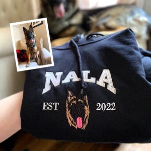 Pet Embroidered Hoodie - Personalized Dog Portrait Hoodie - Embroidered Pet Memorial Hoodie for Teacher - Pet Lovers Gift - Gift For Teacher