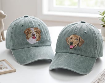 Custom Embroidered Pet Hat From Photo - Personalized Dog, Cat Baseball Cap - Hats With Your Animal - Pet Lover Gifts