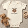 Custom Embroidered Dog Portrait Baby Bodysuit - Personalized Pet Sibling Outfit - Dog Bodysuit for Pregnant Announcement