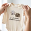 Custom Pet Portrait Baby Bodysuit from Photo, Embroidered Dog Baby Bodysuit, New Best Friend Baby Outfit, Dog Baby Shower Gift