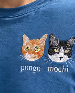 Personalized Embroidered Cat Portrait Shirt From Photo - Custom Cat Dad Shirt With Names - Christmas Gift for Boyfriend