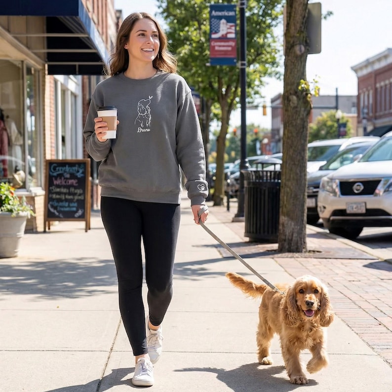 Embroidered Cocker Spaniel Sweatshirt - Cocker Dog Sweatshirt - Personalized Dog Mom Sweatshirt with Name - Cocker Spaniel Lover Gift image 3