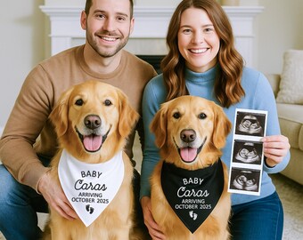 Embroidered Pregnancy Announcement Dog Bandana - Baby Coming Soon
