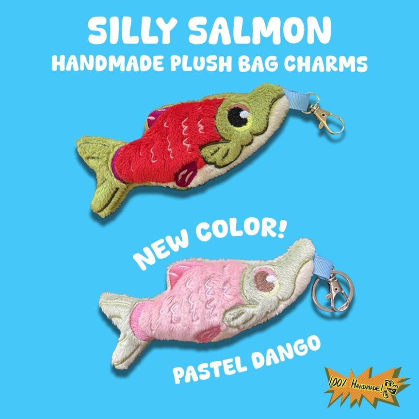 Handmade Silly Salmon Plush Bag Charm - Welcome to the Fish Market