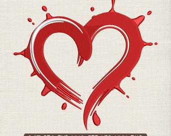 Motif de broderie coeur grunge, écusson de broderie abstrait style Saint-Valentin - PES JEF EXP, 9 tailles