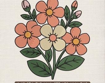 Primrose Flowers Embroidery Design, Spring Garden Floral Illustration Embroidery File – DST PES JEF, 9 Sizes
