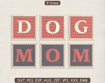 Patch de broderie chien maman | Modèle de fichier machine pour les amoureux des animaux, timbre-poste DST PES
