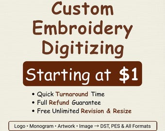Custom Embroidery Digitizing Service | Text, Logo, Image & Pet Complex Digitizing for Machine Embroidery, PES, DST