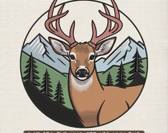 Motif de broderie chevreuil, fichier de broderie Machine nature forêt Buck Badge – PES JEF DST, 9 tailles