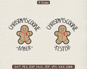 Christmas Cookie Embroidery Design : Xmas Baking Machine File DST PES | 9 Sizes | Instant Download