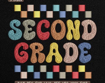 Motif de broderie de l'équipe de deuxième année, fichier de broderie Machine de l'équipe des enseignants de niveau scolaire – DST PES VP3, 9 tailles
