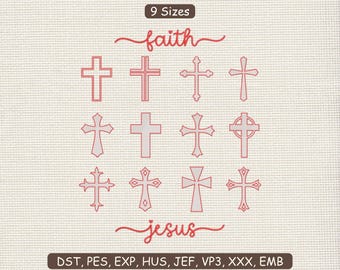 Ensemble de broderie croix chrétienne : christianisme Jésus amoureux croix ensemble fichier Machine DST PES