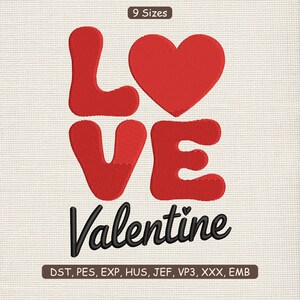 Pode incluir: Um design de Dia dos Namorados com a palavra "LOVE" em vermelho, com um coração substituindo o "O". Abaixo, a palavra "Valentine" está escrita em preto. O design está em um fundo texturizado esbranquiçado.