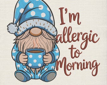 Funny Gnome Embroidery Design, Coffee Gnome Machine Embroidery Design File, Coffee Gnome Digital Embroidery File, Christmas Elf Coffee Lover
