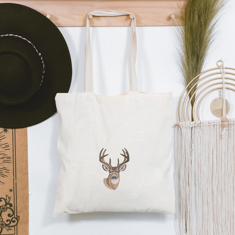 Broderidesign med realistiskt bockporträtt, broderimaskin för hjorthuvud, jaktfil – DST PES JEF, 9 storlekar bild 6