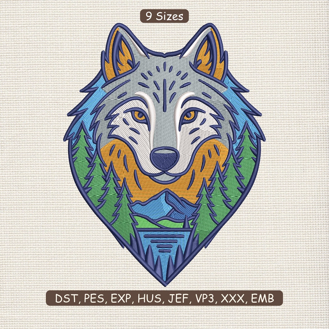 Wolves Dst Wolf Head Embroidery Design, Geometric Tribal Wolf Pattern, Nature ...