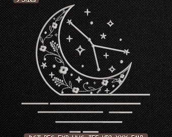 Cancer Constellation Embroidery Design, Zodiac Machine Embroidery File – DST PES JEF, 9 Sizes