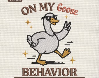 Broderidesign med beteendet "On My Goose", rolig gåsmeme-maskinbroderifil – DST JEF PES, flera storlekar ingår