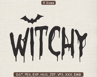 Witch Embroidery Design | Halloween Witchy Machine File DST PES | 9 Sizes | Instant Download