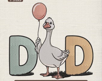 Motif de broderie ballon papa oie, fichier de broderie Machine mignon papa oie fête des pères – DST PES EXP, 9 tailles