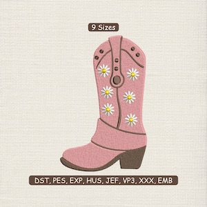 9 Sizes Cowgirl Embroidery File | Cowgirl Machine Embroidery | Western Floral Cowgirl Boot Embroidery Machine File DST PES | Cowgirl Boot