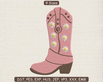 9 Sizes Cowgirl Embroidery File | Cowgirl Machine Embroidery | Western Floral Cowgirl Boot Embroidery Machine File DST PES | Cowgirl Boot