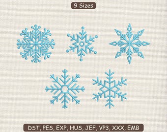 Snowflakes Christmas Bundle Embroidery Design : Xmas Decoration Machine File DST PES | 9 Sizes | Instant Download