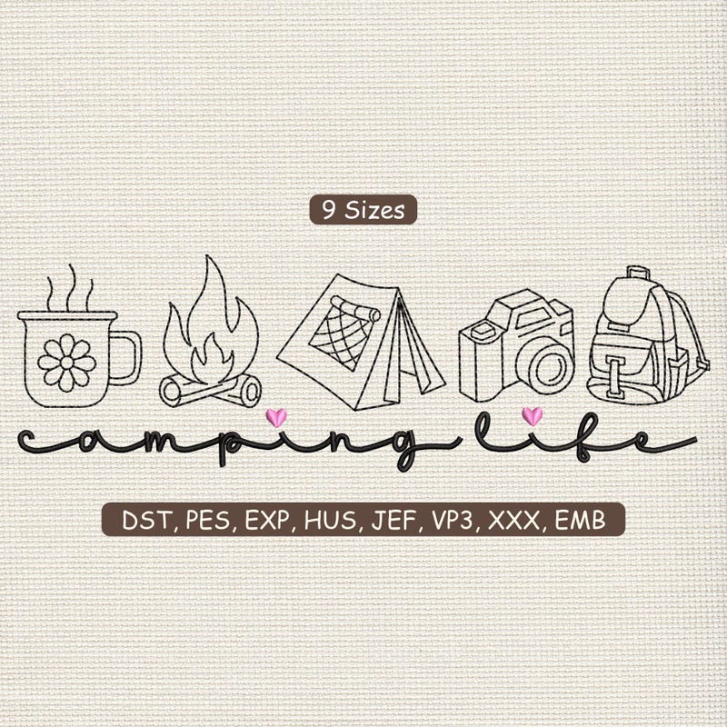 Camping Fire Line Art - Etsy UK