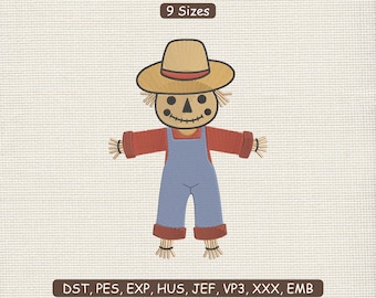 Scarecrow Embroidery Design: Spooky Halloween Decoration Machine File DST PES | Instant Download