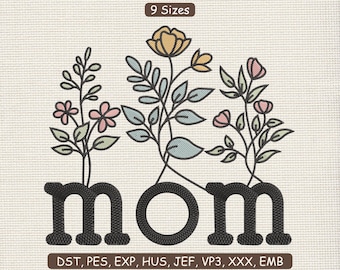 Floral Mom Patch Embroidery Design | Flower Mother’s Day Machine Embroidery File Pattern