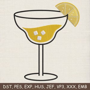 Cocktail Machine embroidery file, Summer Cocktail Embroidery Design, Margarita embroidery File, Tequila Cocktail Gift, Manual Digitizing