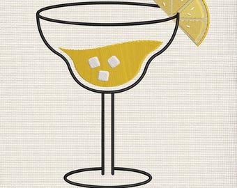 Cocktail Machine embroidery file, Summer Cocktail Embroidery Design, Margarita embroidery File, Tequila Cocktail Gift, Manual Digitizing