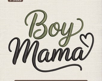 Boy Mama Script Embroidery Design, Boy Mom With Love  Machine Embroidery File – DST PES JEF, 9 Sizes