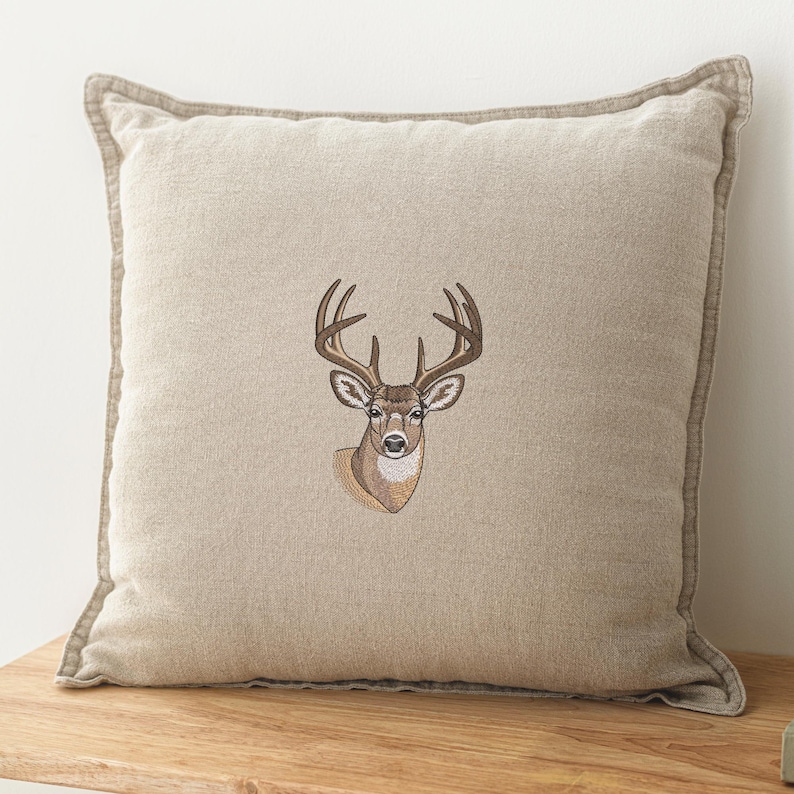 Broderidesign med realistiskt bockporträtt, broderimaskin för hjorthuvud, jaktfil – DST PES JEF, 9 storlekar bild 7