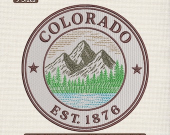 Colorado Rocky Mountains Embroidery Design, Hiking Lover  Family Adventure Machine Embroidery Patch