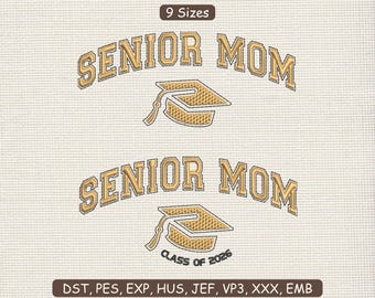 Senior Mom Class Of 2026 Bundle Embroidery Design : Graduation Machine File DST PES | Instant Download